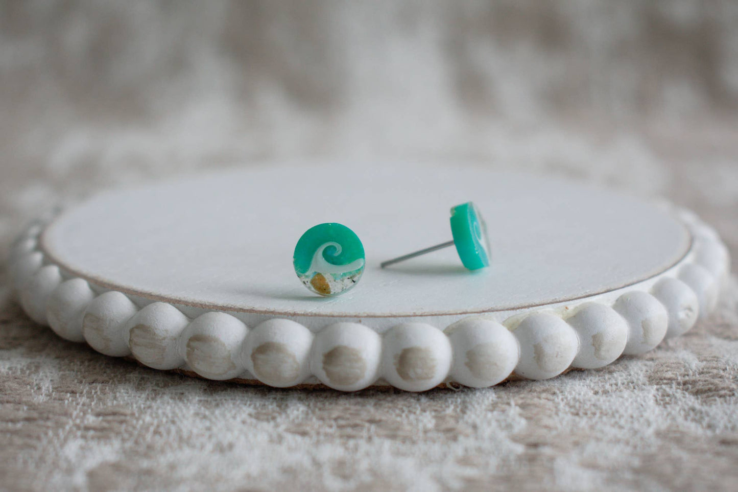 Custom Sand Mini Wave Stud Earrings | Beach Sand 