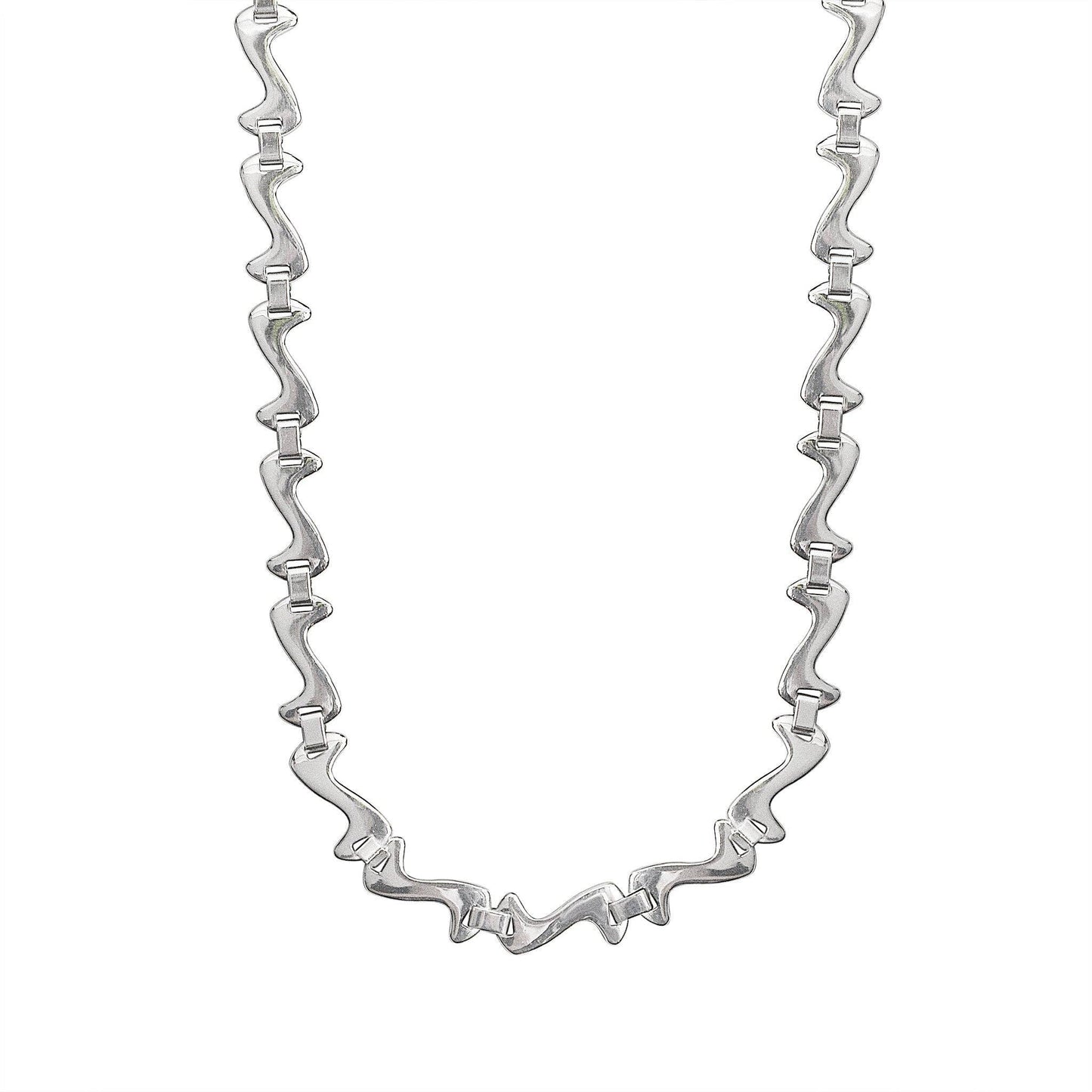 Stainless Steel Swish Wave Fancy Chain Necklace