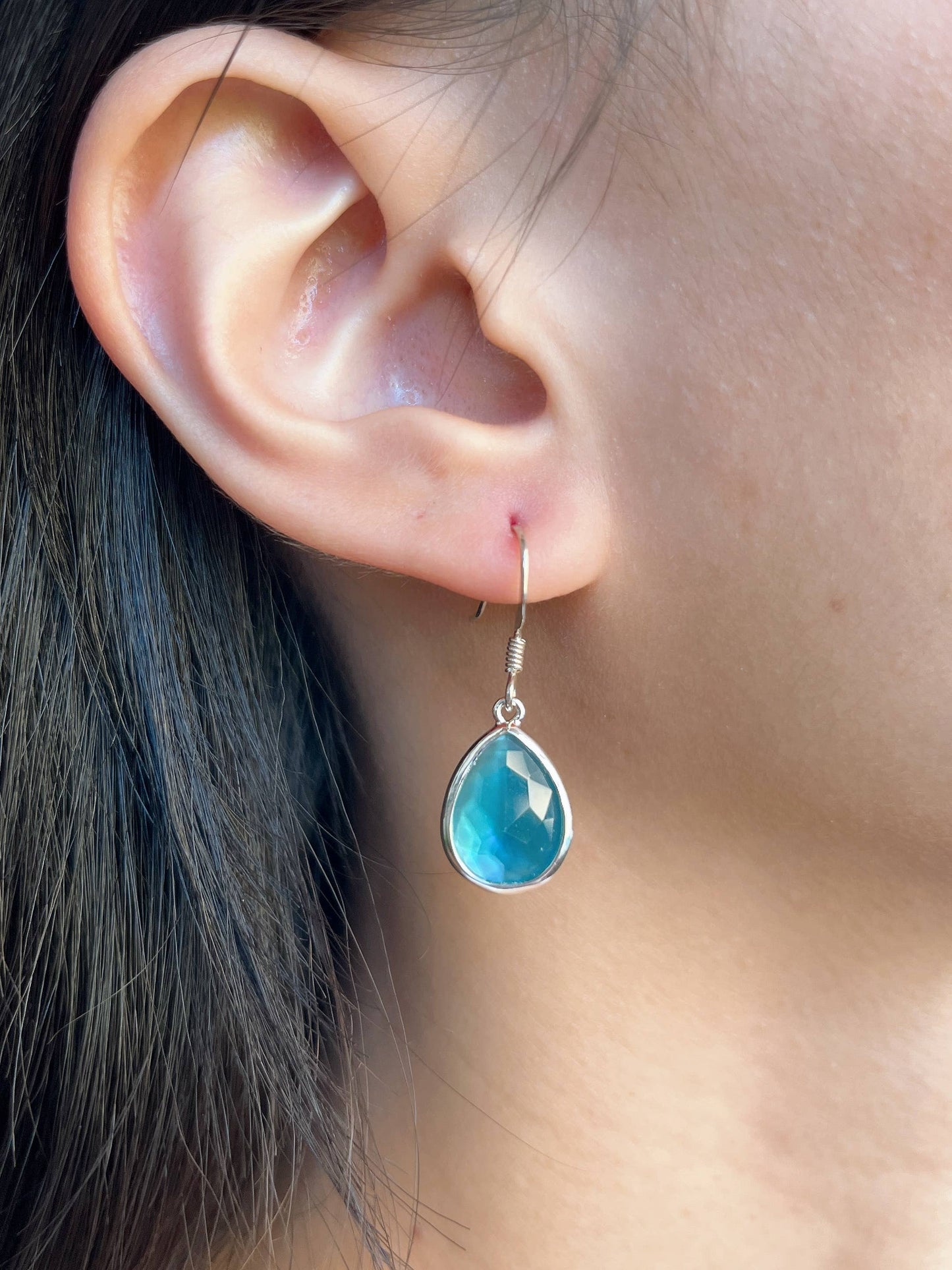 Blue Mother Of Pearl Drop Earrings - SF