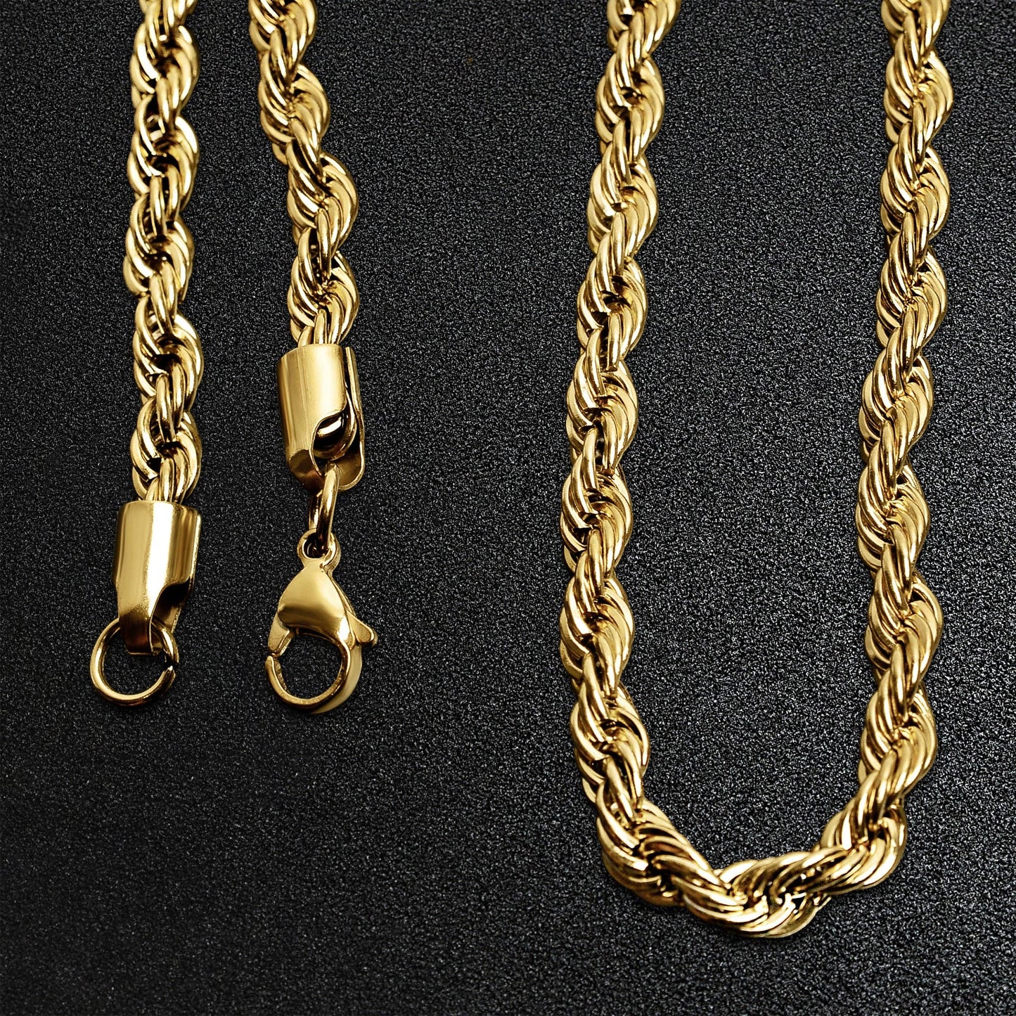 Stainless Steel 18K Gold PVD Coated Rope Chain Necklace