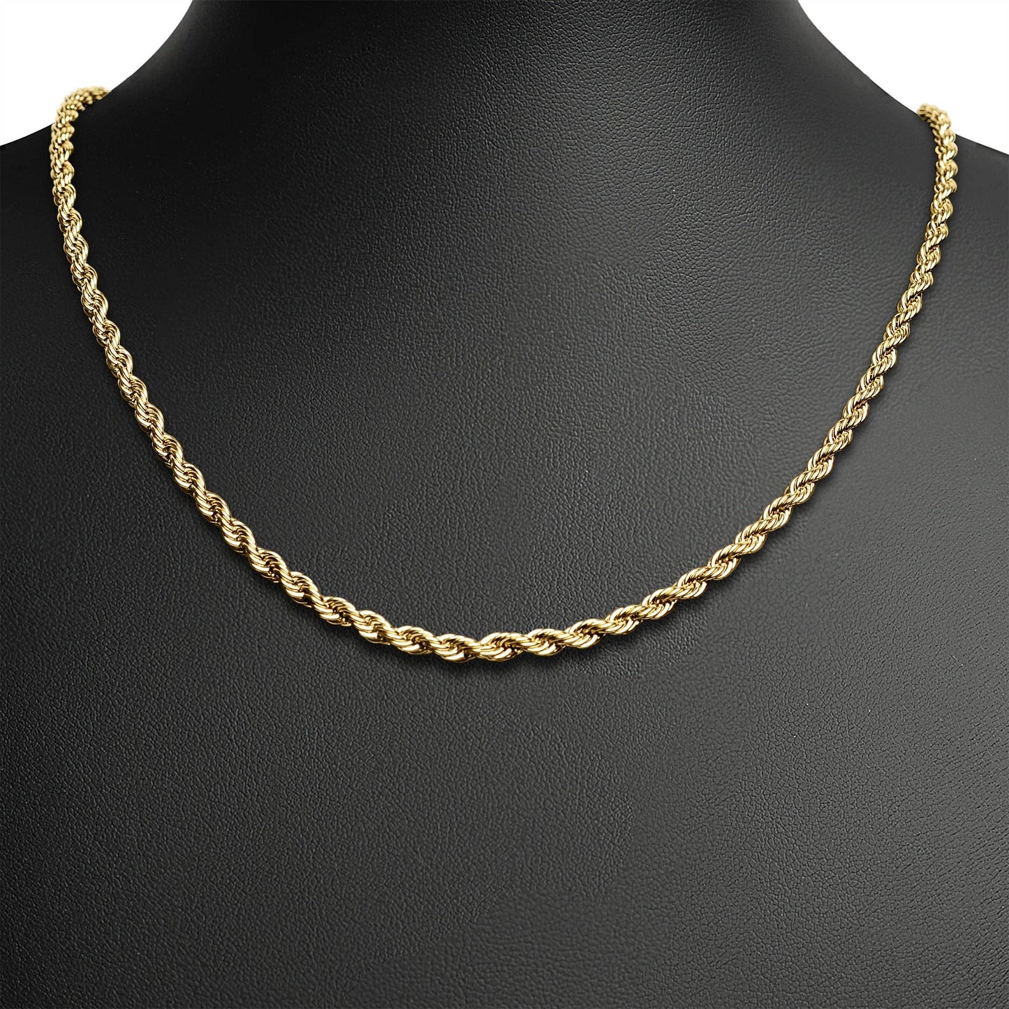 Stainless Steel 18K Gold PVD Coated Rope Chain Necklace