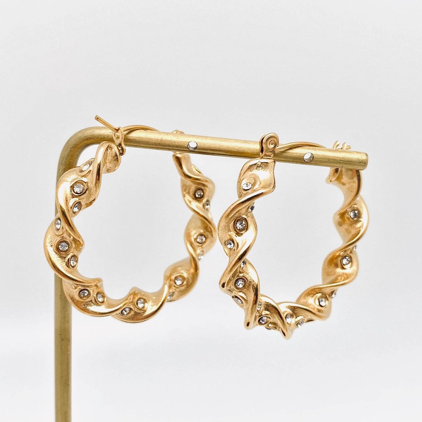 18K Gold Plated Stainless Steel Twist Shape Hoop Earrings