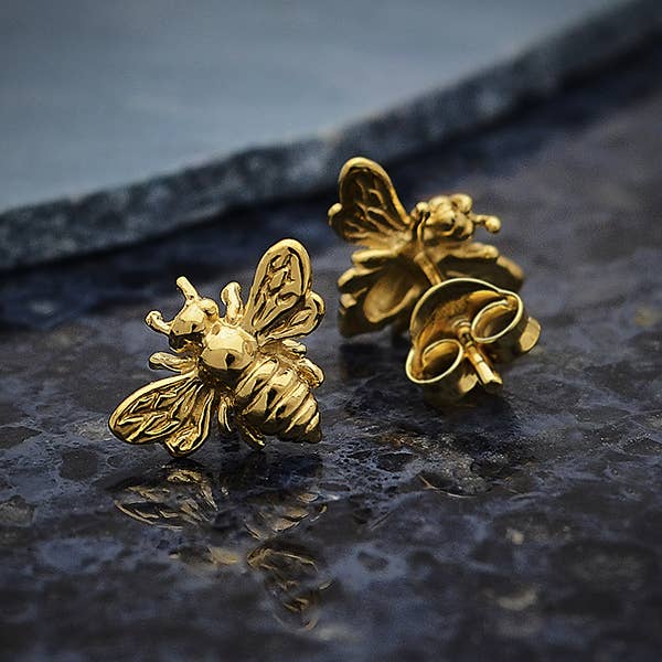 Bee Stud Earrings 9x11mm