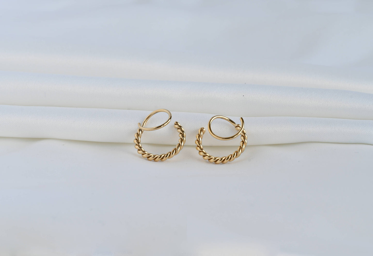 2 pcs18KT Gold PVD Spiral Hoop Earrings - Waterproof Hoops