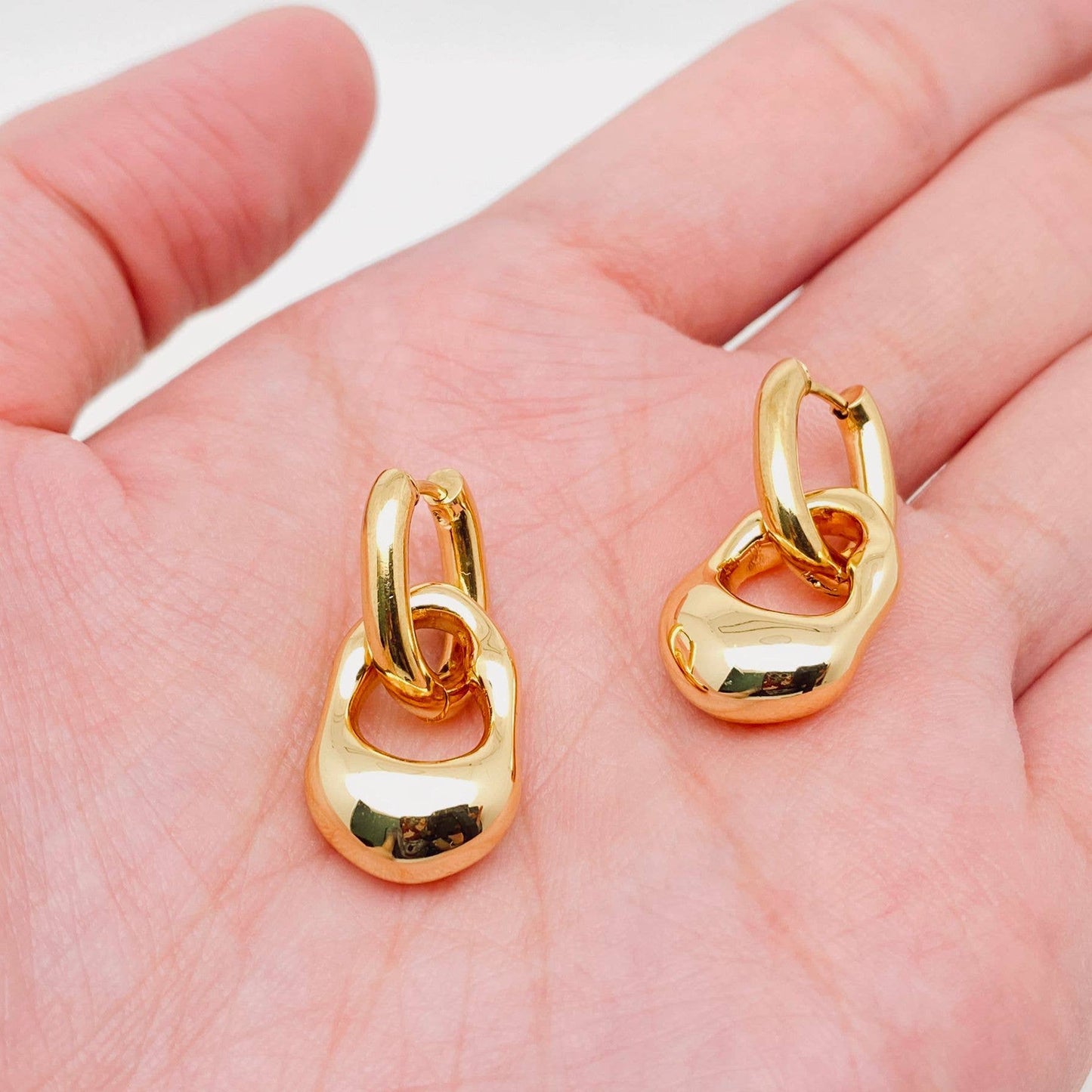 18K Gold Plated Geometric Huggie Earrings - FGS