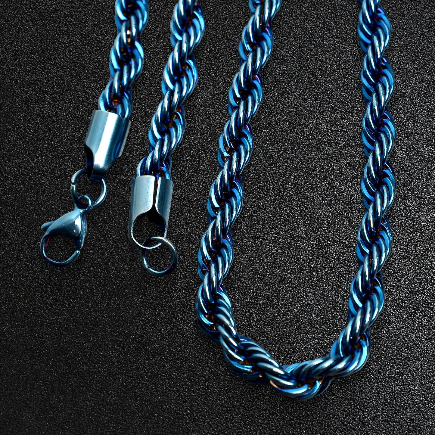 Stainless Steel Blue Rope Chain Necklace