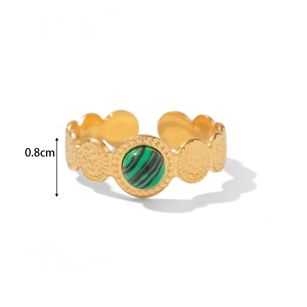 Gold-plated Stainless Steel Inlaid Natural Stone Rings