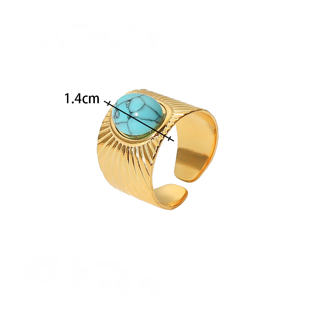 Gold-plated Stainless Steel Inlaid Natural Stone Rings