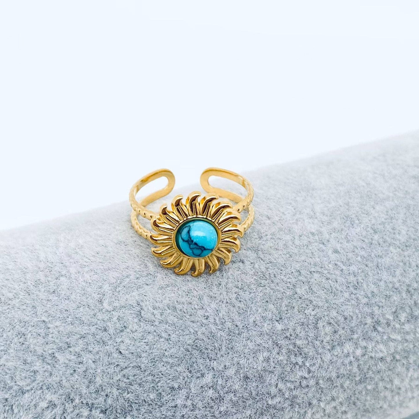 Turquoise 18K Gold Plated Stainless Steel Adjustment Rings