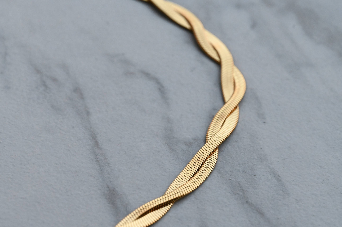 Braided Herringbone Choker - Twisted Herringbone Choker 0408