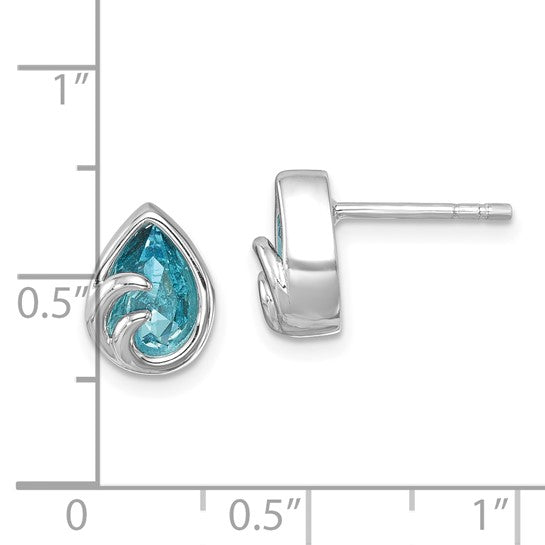 Double wave .925 Sterling blue topaz earrings