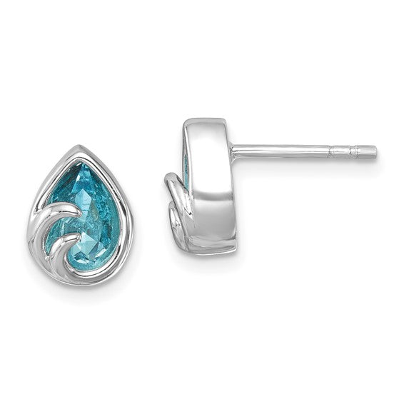 Double wave .925 Sterling blue topaz earrings