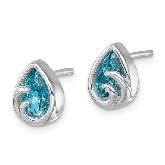 Double wave .925 Sterling blue topaz earrings