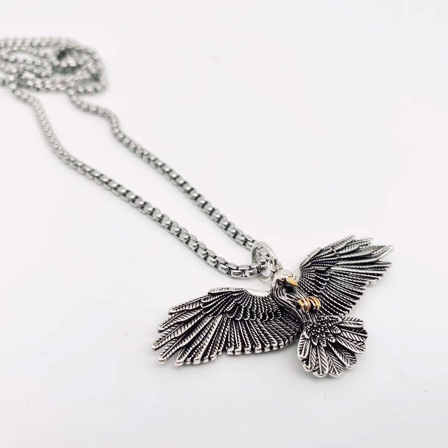 Eagle Spreads Its Wings Pendant Men's Necklace