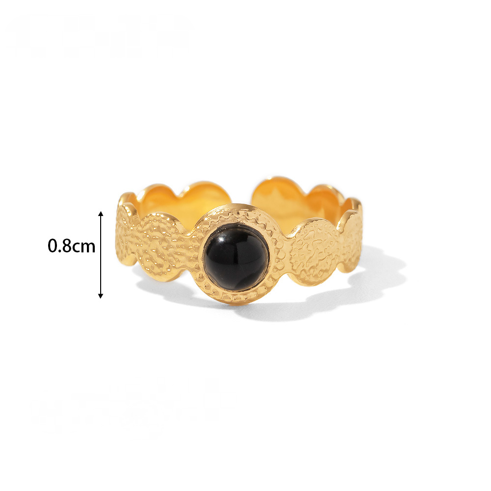 Gold-plated Stainless Steel Inlaid Natural Stone Rings