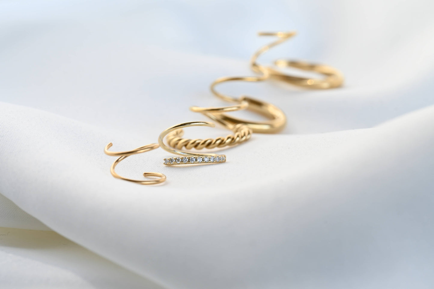 2 pcs18KT Gold PVD Spiral Hoop Earrings - Waterproof Hoops