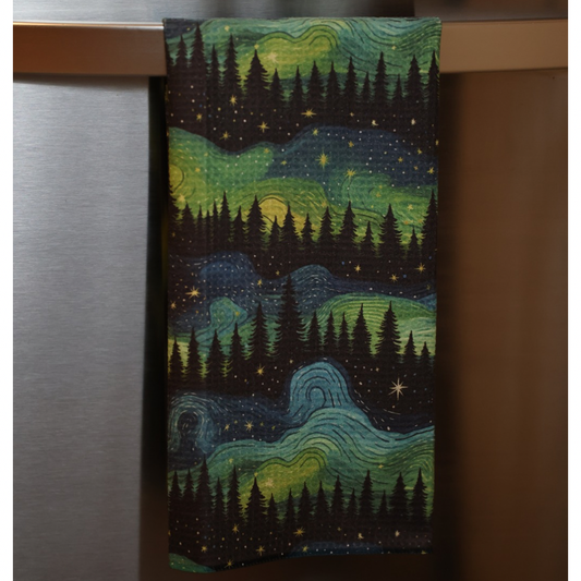 The Northern Lights Double Sided Waffle Dish Towel