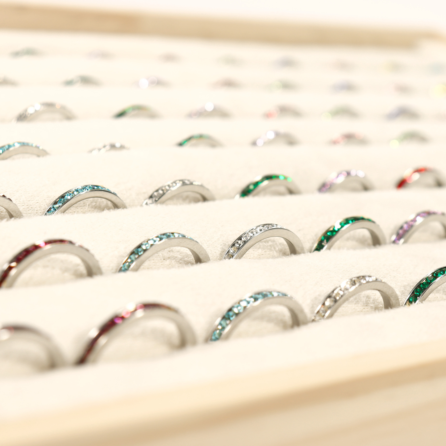 WATERPROOF Birthstone Eternity Ring Set & Display