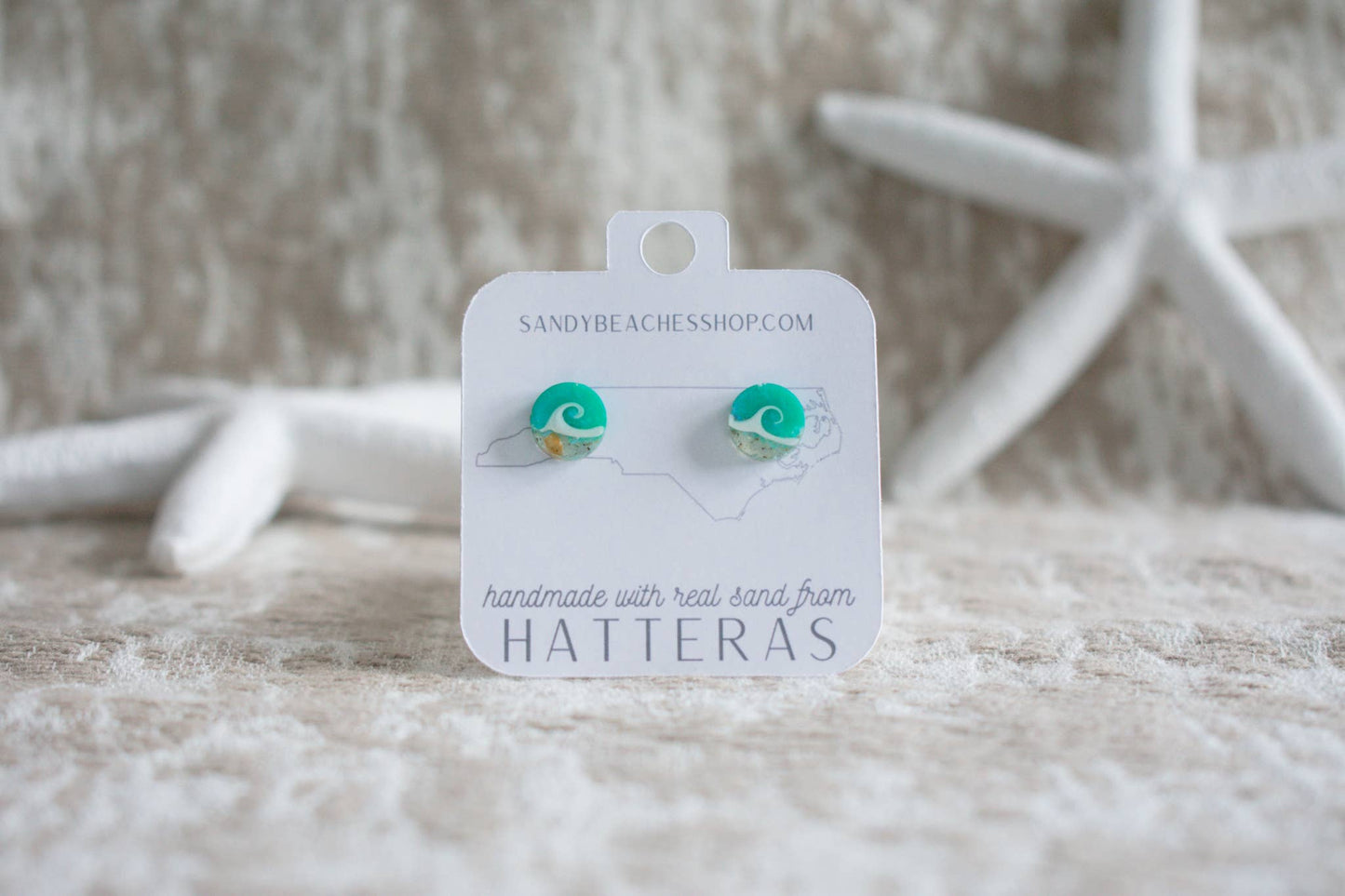 Custom Sand Mini Wave Stud Earrings | Beach Sand 