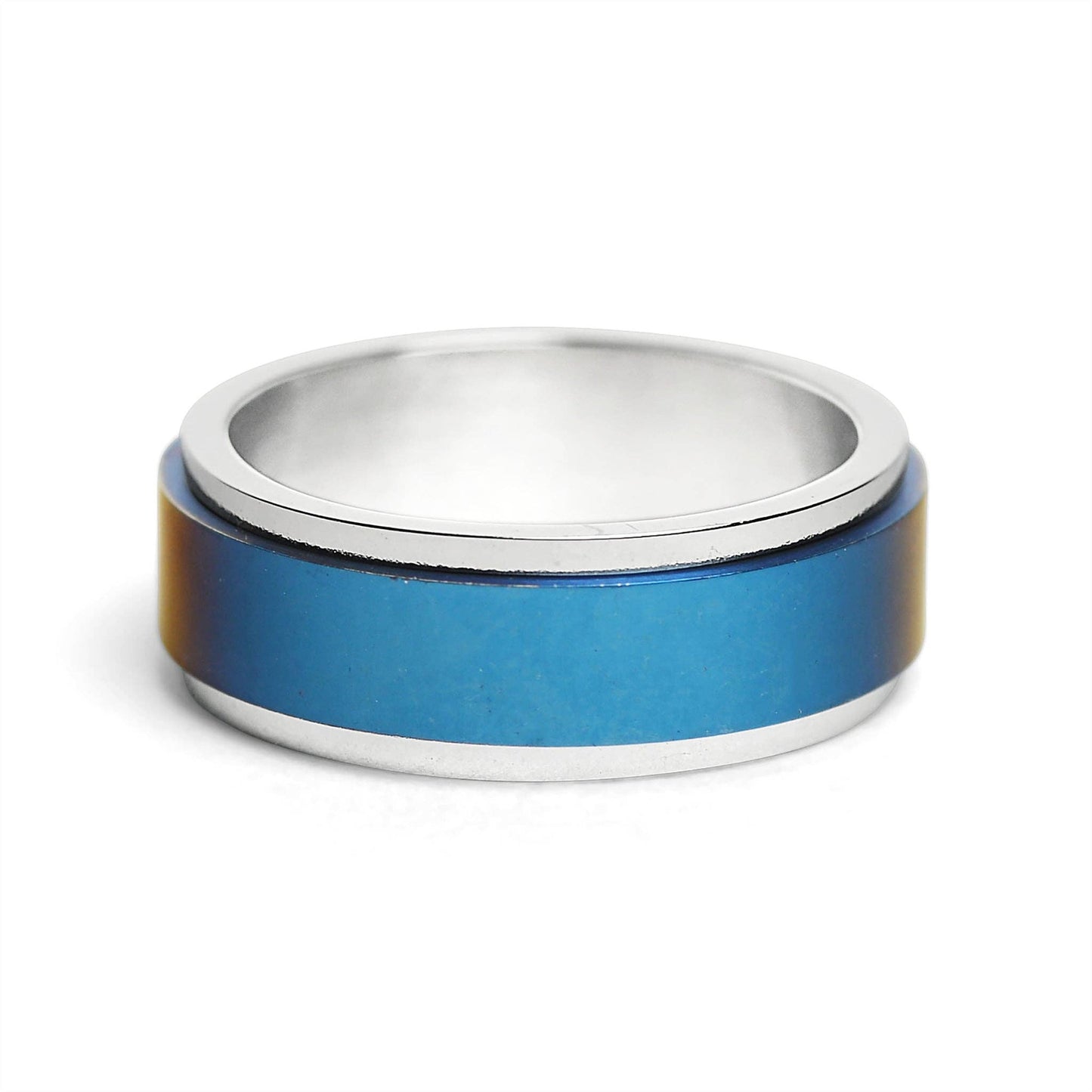 Blue Center Stainless Steel Spinner Ring