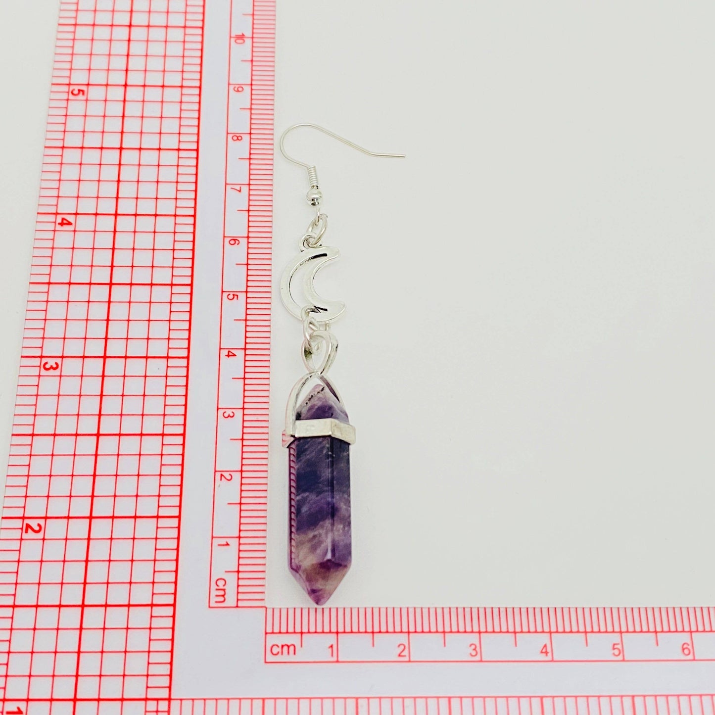 Amethyst Natural Stone Pendant Moon Earrings