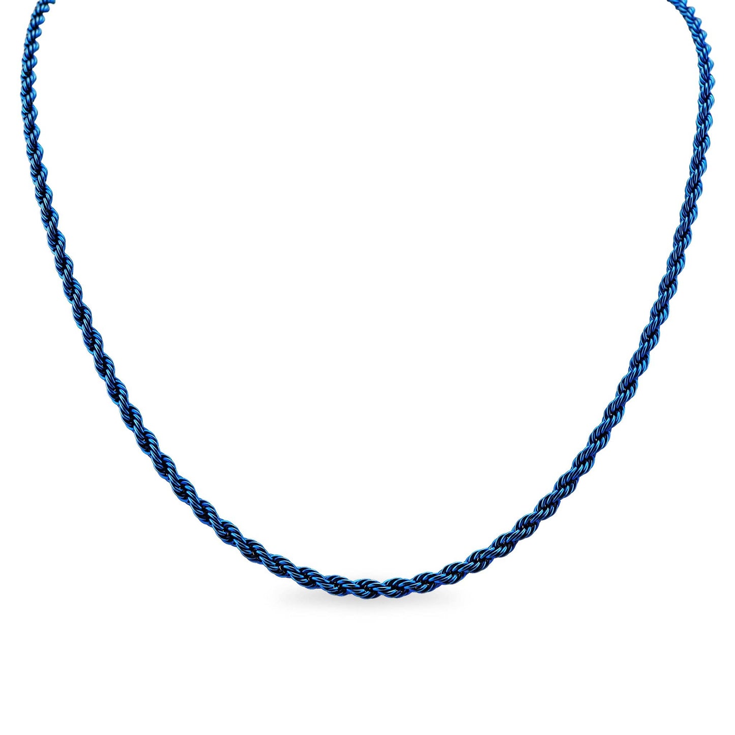 Stainless Steel Blue Rope Chain Necklace