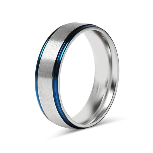 Stainless Steel Blue Trim With Brushed Center Ring