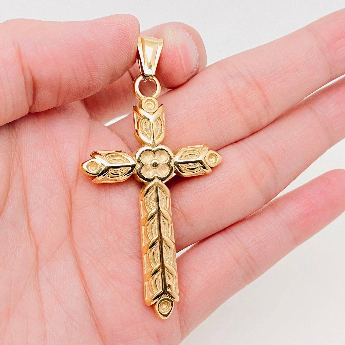 Four-leaf Clover Cross Stainless Steel Pendant