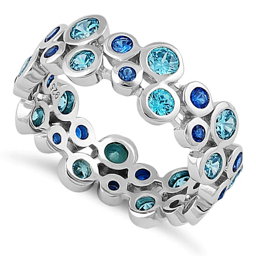 .925 Sterling Bubble Ring Blue Spinel