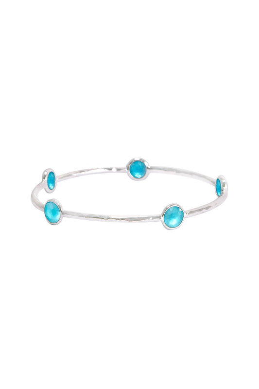 Blue Mother Of Pearl Quartz Bangle Bracelet - SF