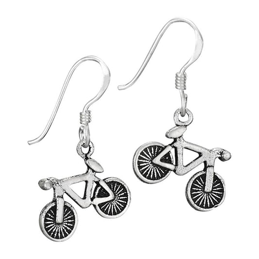 Bicycle Lover Sterling Silver Dangle Earrings