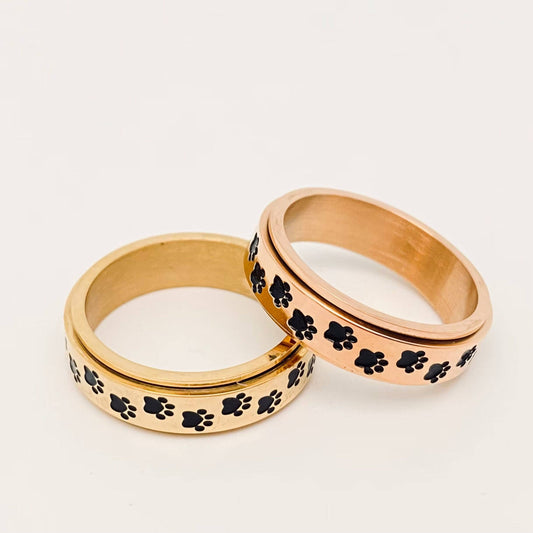 Cute Puppy Palm Print Rotatable Titanium Steel Ring