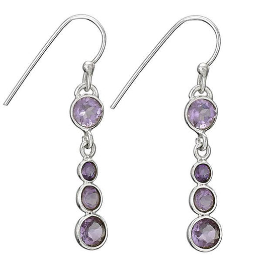 Royal Gem Faceted Amethyst and Sterling Silver Earrings