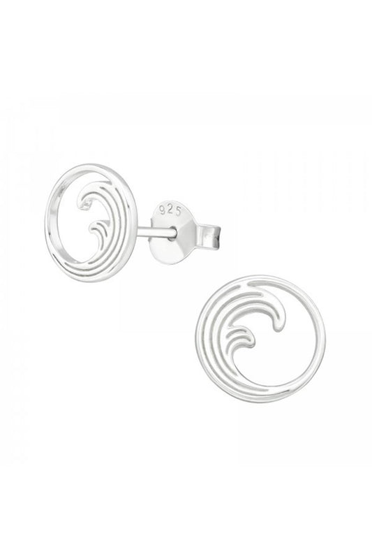 Sterling Silver Wave Stud Earrings - SS