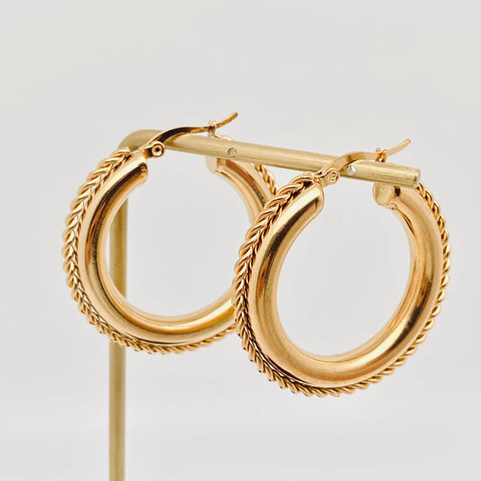 18 Kt Gold PVD Stainless Steel Hollow Ring Hoop Earrings