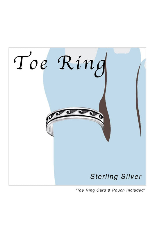 Sterling Silver Wave Adjustable Toe Ring - SS