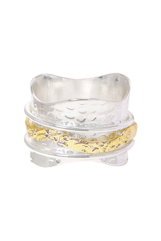 Hammered Wave Band Spinner Ring - SF