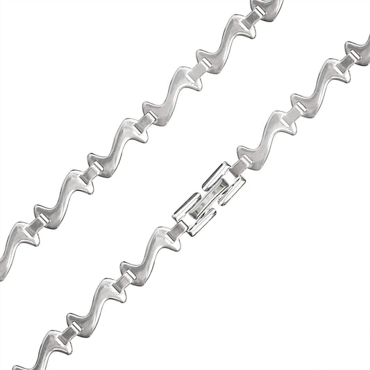 Stainless Steel Swish Wave Fancy Chain Necklace