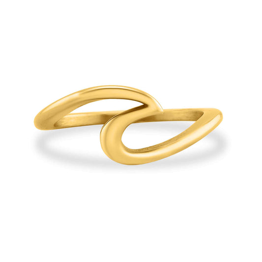 Stainless Steel 18K Gold PVD Coated Wave Ring