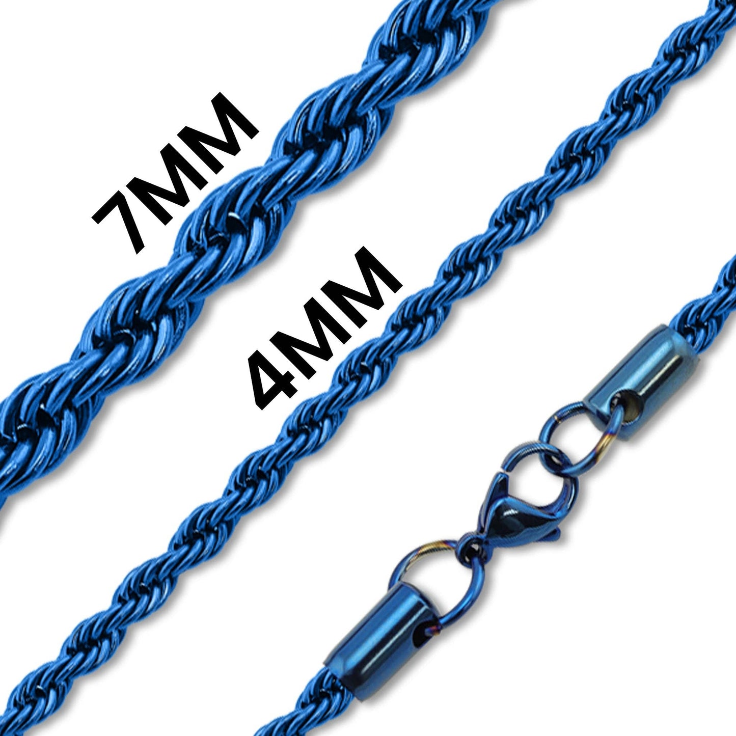 Stainless Steel Blue Rope Chain Necklace