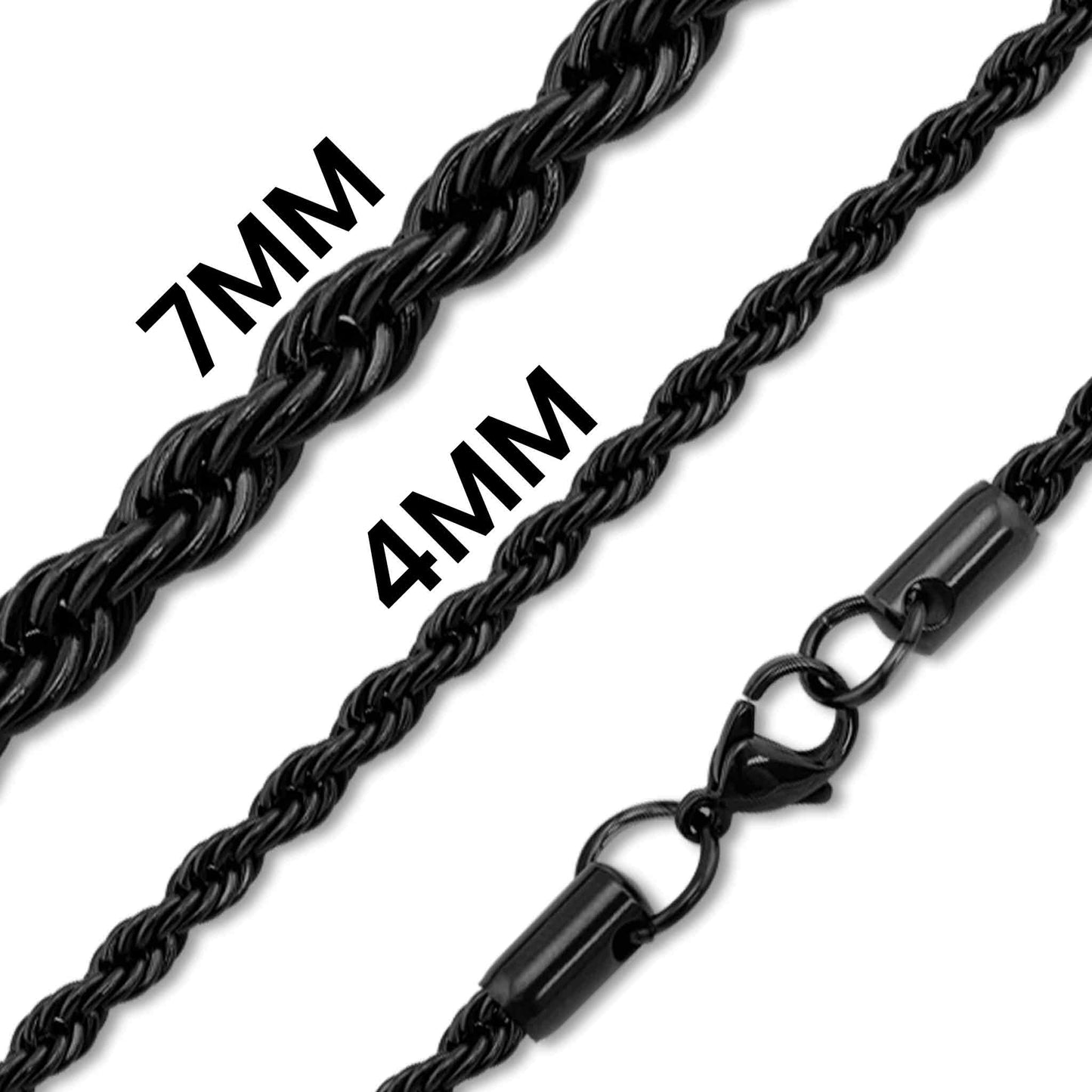 Black Stainless Steel Rope Chain Necklace