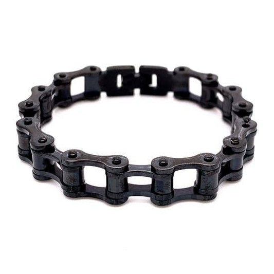 Stainless Steel Black Bike Chain Bracelet