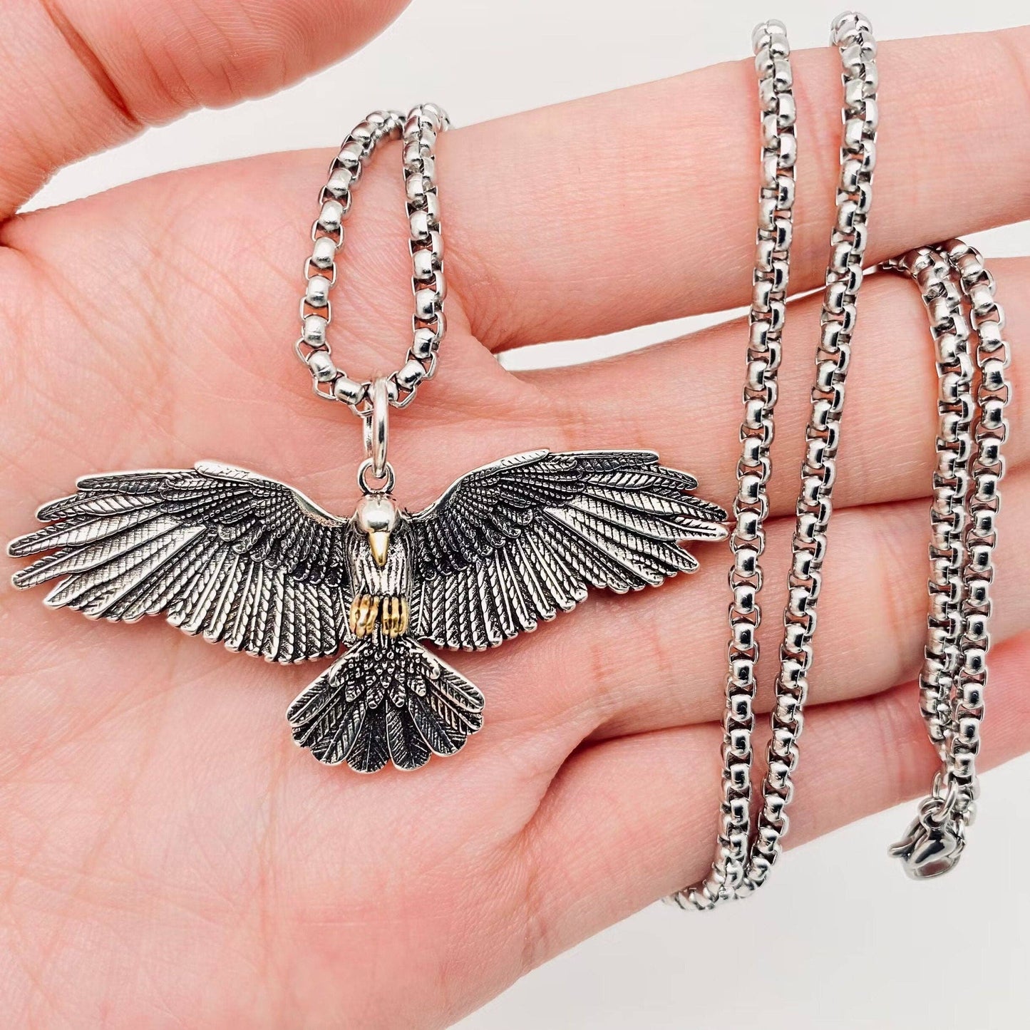 Eagle Spreads Its Wings Pendant Men's Necklace