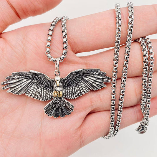 Eagle Spreads Its Wings Pendant Men's Necklace