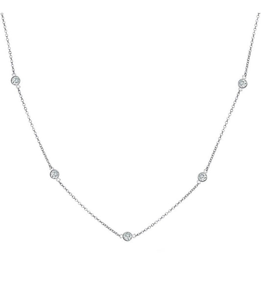 Sterling Silver Crystal Station Necklace