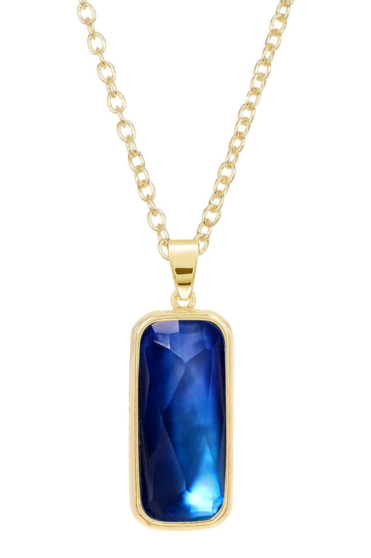 Labradorite Doublet Rectangle Pendant Necklace - GF