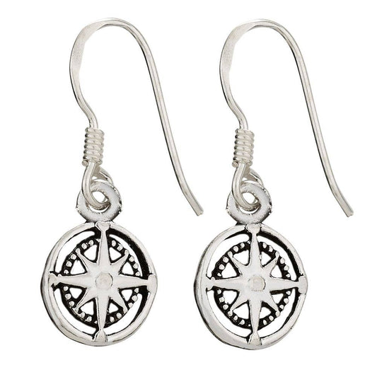 Find The Way Sterling Silver Compass Earrings