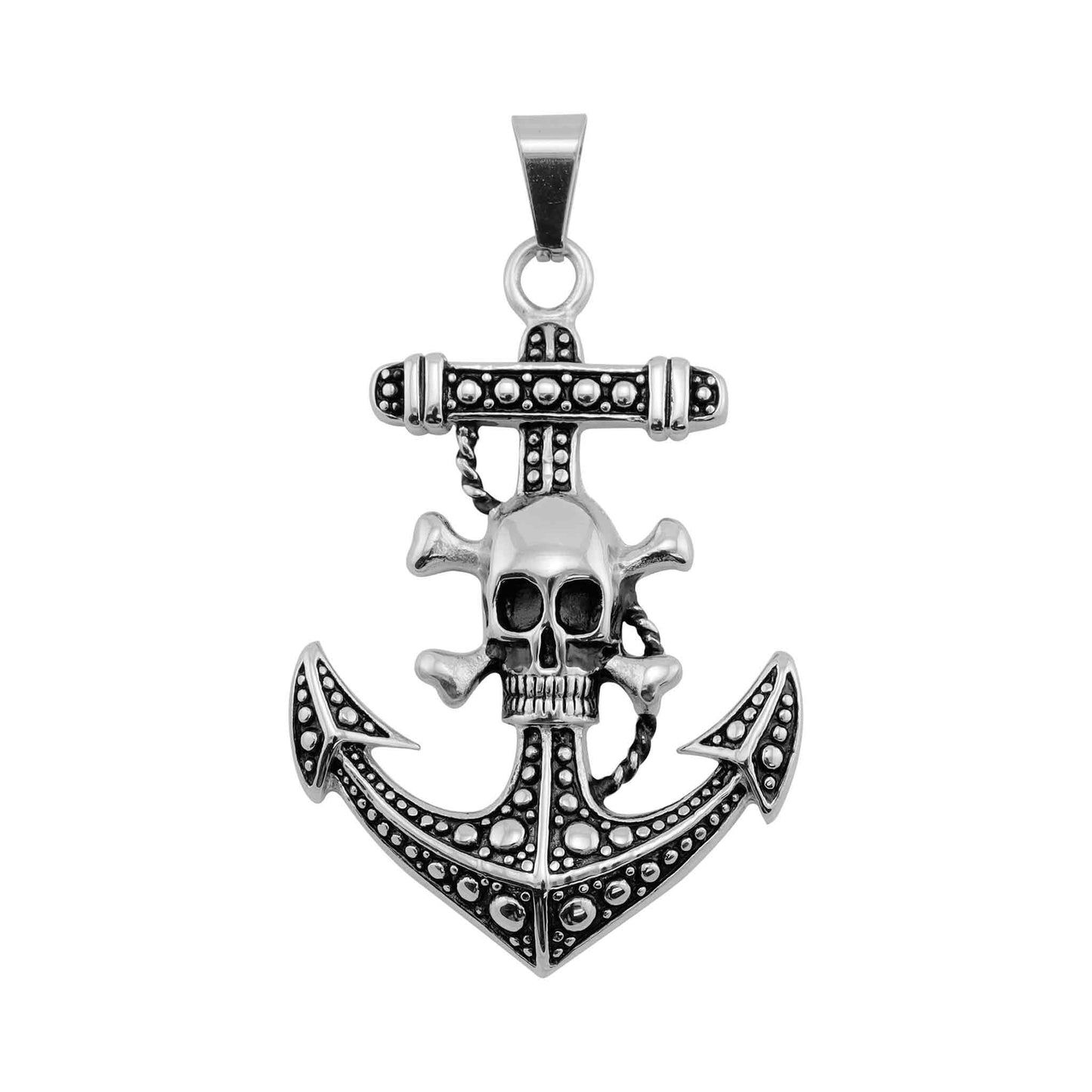 Stainless Steel Skull And Crossbones On Anchor Pendant