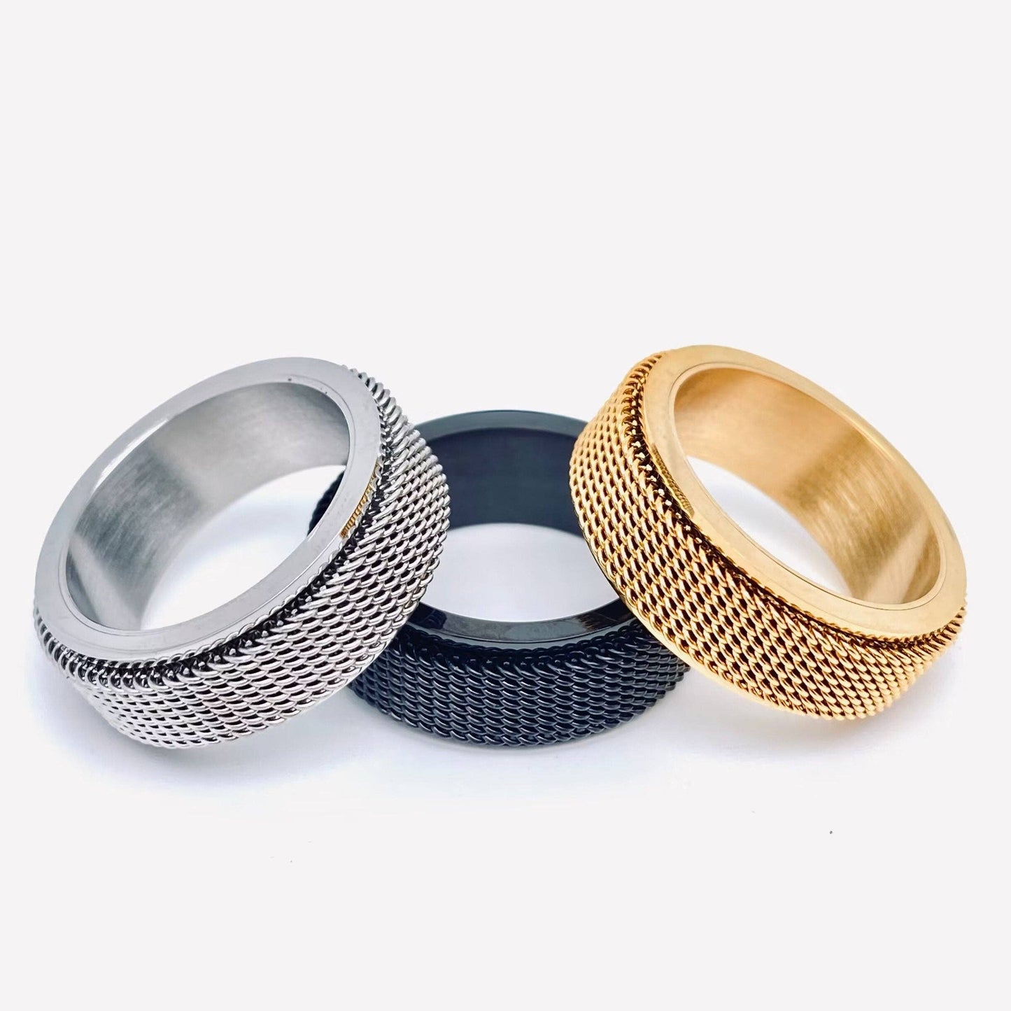 Stainless Steel Woven Mesh Rotatable Decompression Ring