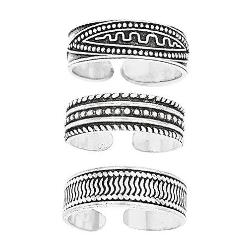 Summer Feet Sterling Silver Toe Ring Set